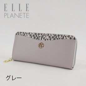 ラウンドファスナー 長財布 ELLE PLANETE エルプラネット チラ見え 落ち着き ロゴ柄 プリント 16101