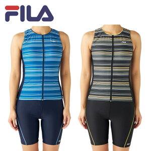 フィラ レディース フィットネス 水着 ウェア 2点セット めくれ防止 セパレート パット付き FILA 314610 314-610 スイミング プール アクアビックス トレーニング 体型カバー 大きいサイズ ジム 海
