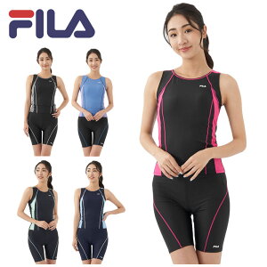 FILA フィラ レディース フィットネス 水着 ウェア 2点セット めくれ防止 313201 313-201 セパレート 体型カバー パット付き スイミング プール アクアビックス トレーニング 大きいサイズ ジム 海