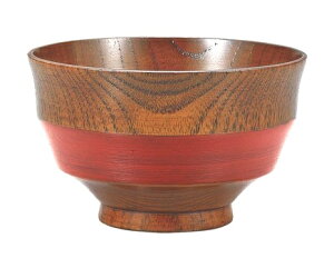 山中漆器 木製汁椀 段付 刷毛さび朱塗(輸入加工品)