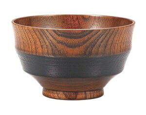 山中漆器 木製汁椀 段付 刷毛さび黒塗(輸入加工品)