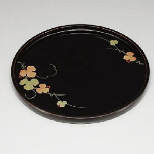 会津漆器・会津塗 溜 10.0 布袋 丸盆 ツタ 手描き
