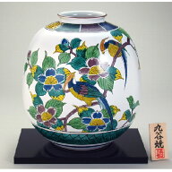 九谷焼 インテリア 花瓶・10号花瓶 古九谷花鳥（花台、木札付）