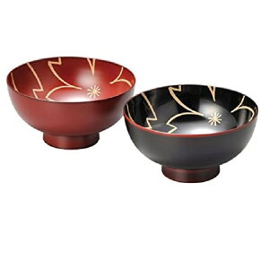 越前漆器・越前塗 雅乃 夫婦椀 内桜 夫婦汁椀 溜と古代朱 (食洗機対応)