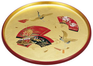 日本製 山中漆器9.0丸盆 宝扇