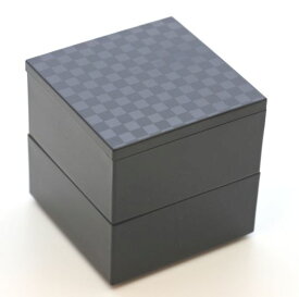 山中漆器 ミニミニ二段重　チェス2段中子重（黒）単独で小重として 一段にすると　6.5寸のお重箱に蓋付ですっぽり収まります。