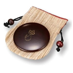 越前漆器・越前塗 漆遊館 丸鏡(布袋入) (猫 溜)