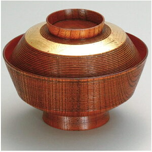 越前漆器・越前塗 漆遊館 吸物椀 溜 拭漆内朱 金箔帯 天竜寺椀