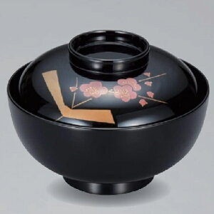 越前漆器・越前塗 漆遊館 45煮物椀 黒 結び梅