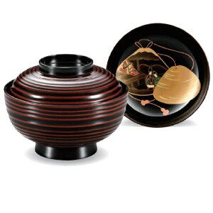 越前漆器・越前塗 漆遊館 溜 乱筋煮物椀 見返源氏貝