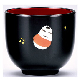 会津漆器・会津塗 溜内朱 都 ぐい呑み (手描) 起上り小法師