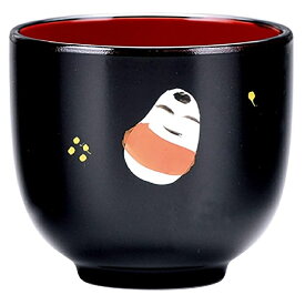 会津漆器・会津塗 溜内朱 都 ぐい呑み （手描）起上り小法師