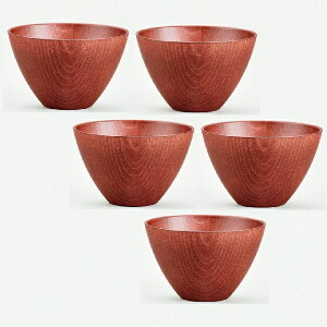 会津漆器・会津塗 木目 マルチボール (5客組)赤