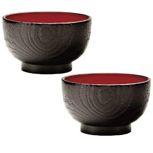 会津漆器・会津塗 溜 桐木目 丼(2客組)