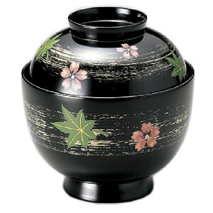 越前漆器・越前塗 雅乃 小吸物椀 桜楓 黒