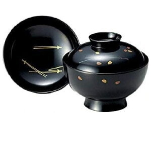 越前漆器・越前塗 雅乃 吸物椀 黒 松葉に桜 (県美展審査員 塚田あき作)