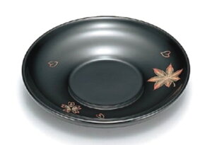 越前漆器 黒 信夫/春秋 4.2寸だるま茶托 木製/漆塗 φ12.6×2.2cm