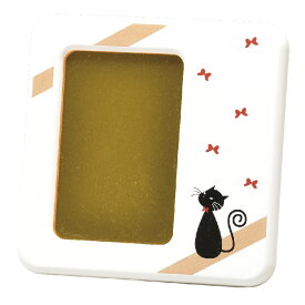 会津漆器・会津塗 白 写真立て 蝶とねこ 蒔絵