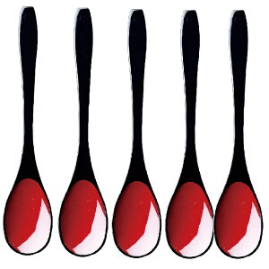 会津漆器・会津塗 雅S.Hスプーン 黒内朱 (5本組)