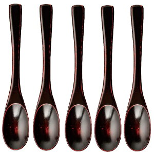 会津漆器・会津塗 デザートスプーン(漆)曙 (5本組)