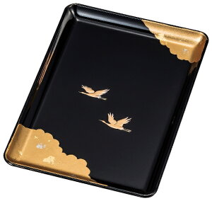 山中漆器 名刺盆 光輝 黒/洗朱