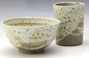 G5-2813&2814 風:飯椀&湯呑セット【信楽焼】