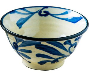 沖縄の焼き物/やちむん コバルト唐草 4寸マカイ 丼/鉢