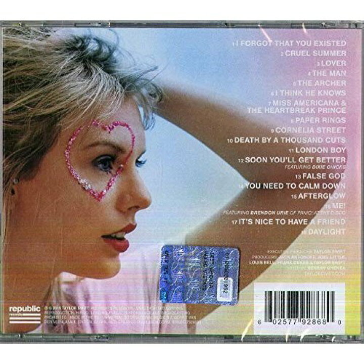 楽天市場】テイラースウィフト CD アルバム TAYLOR SWIFT LOVER 輸入盤 