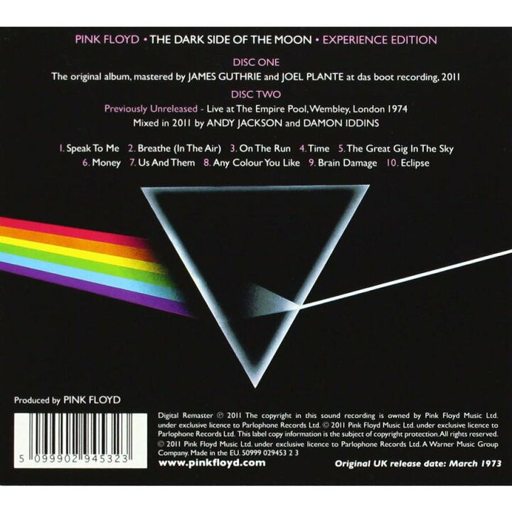 楽天市場 ピンクフロイド Cd アルバム Pink Floyd Dark Side Of The Moon Experience Edition 2cd 輸入盤 Album 送料無料 ピンク フロイド 狂気 洋楽cdベストヒットアルバム通販q