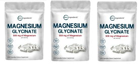 「お得な3袋セット」MICROINGREDIENTS社グリシン酸マグネシウムサプリメント3粒あたり500mg配合240錠×3袋