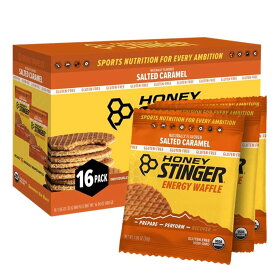 アメリカのお土産で人気急上昇 ハニー スティンガー ワッフル 塩キャラメル味1枚あたり30g×16枚(480g)　Honey Stinger Organic Gluten Free Salted Caramel Waffle Sports Nutrition for Home & Gym, Pre & During Workout | 16 Count salted caramel