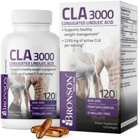 Bronson ブロンソン 社 ダイエット サプリメント1粒あたり CLA 1125mg配合120粒入り CLA 3000 Extra High Potency Supports Healthy Weight Management Lean Muscle Mass Non-Stimulating Conjugated Linoleic Acid 120 Softgels　CLAダイエット