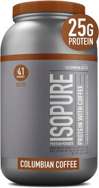 Isopure社 天然由来成分 プロテインパウダーコロンビアコーヒー 1361g Isopure with Coffee, Vitamin C and Zinc for Immune Support, 25g Protein, Keto Friendly Protein Powder, 100% Whey Protein Isolate, Flavor: Colombian Coffee, 3 Pounds (Packaging May Vary)