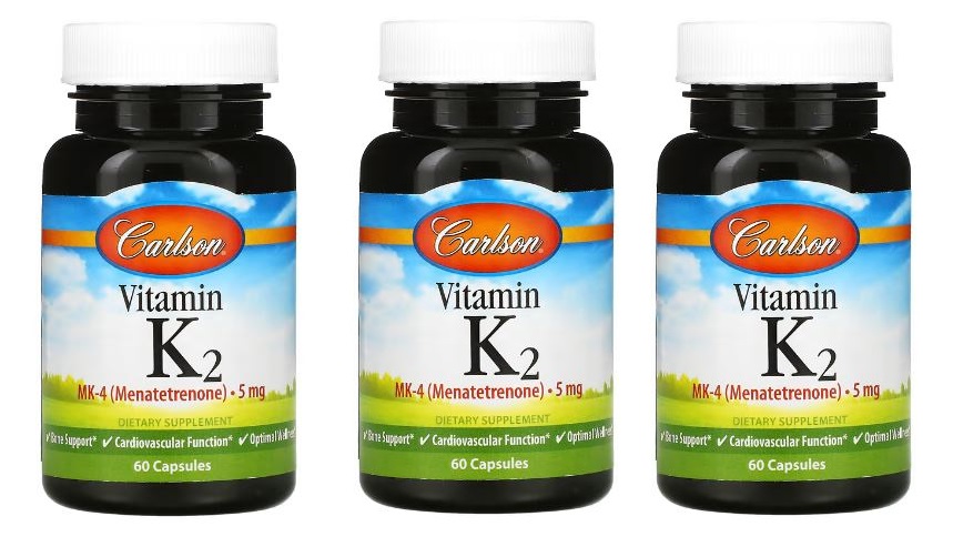 人気ブランドを「お得な3本セット」CARLSON社ビタミンK2メナテトレノン1粒あたり 5mg配合 60粒入り×3本 サプリメント Carlson Vitamin K2  mg 60 Capsules×3bottle