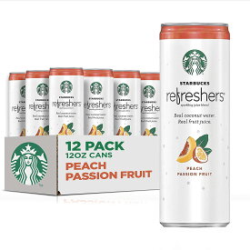 スターバックス社 カフェイン入りフレッシュ炭酸水が登場 ピーチパッションフルーツ 340mlが12本 Starbucks Refreshers with Cocounut Water, Peach Passion Fruit 12 fl oz. cans (12 Pack) (Packaging May Vary)