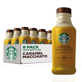 スターバックス アイス エスプレッソ キャラメル マキアート カフェイン入り 284mlが8本 Starbucks Iced Espresso, Caramel Macchiato, 14oz Bottles, (8 Pack)