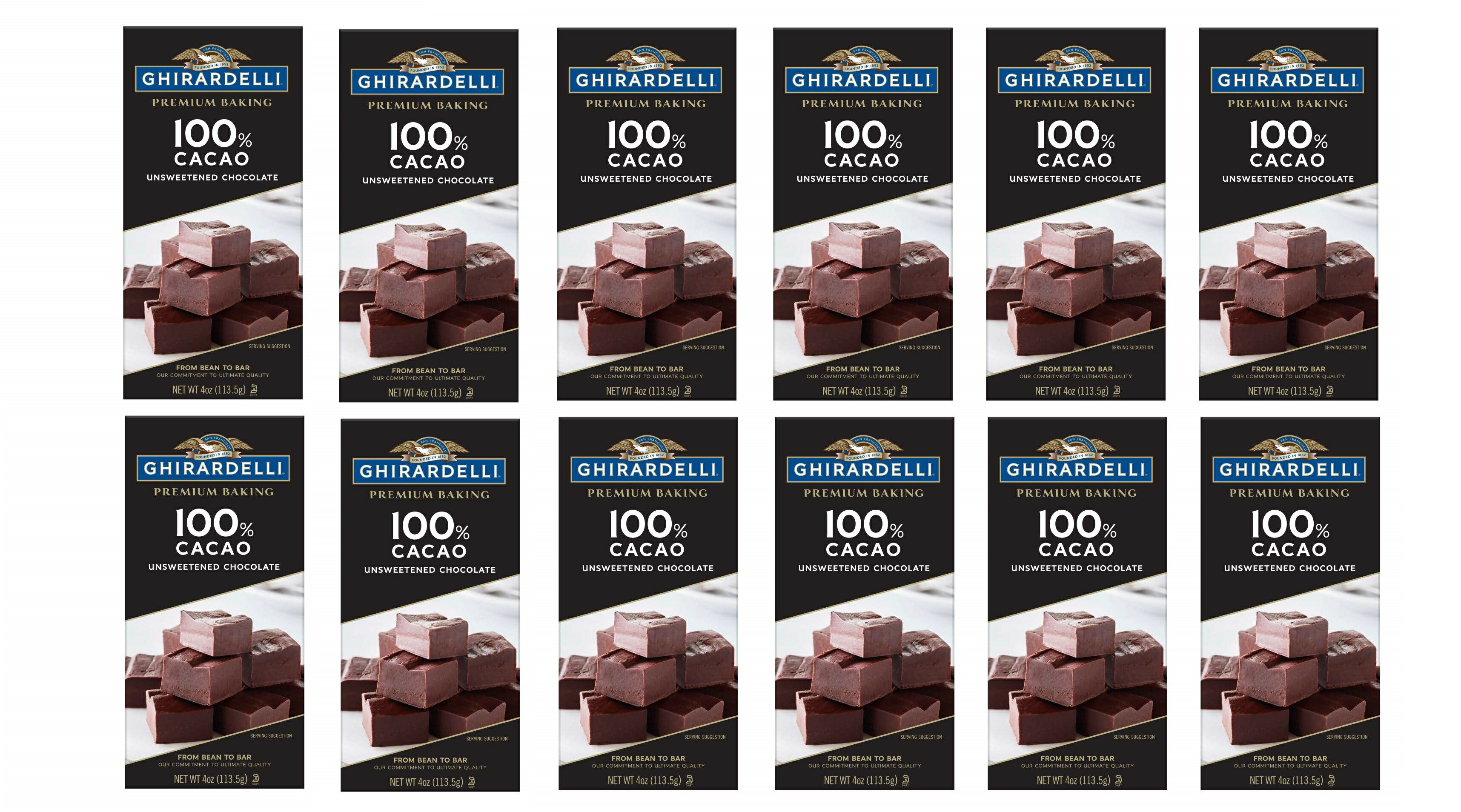「お得な12個セット」Ghirardelli 社 100% カカオ・無糖チョコレート113g×12個