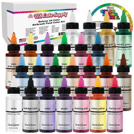 U.S. Cake Supply社Deluxe 24 Color Airbrush Cake Color Set - (59ml×24本). Bottles & Bonus Color Mixing Wheel - Safely Made in the USA product