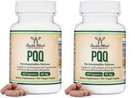 「お得な2本セット」Double Wood Supplements社PQQサプリメント1粒あたり20 mg配合60粒入り×2本