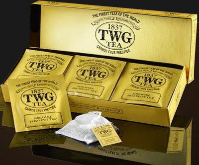 【海外「ギフト包装」シンガポールの高級紅茶 TWGシリーズ 1837 Green Tea 1837 グリーンティー1箱*ティーバッグ ■リボン・ティーダブルジー ティーダブリュージー ティー