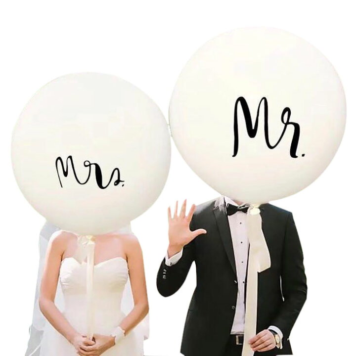 楽天市場 ウェディング 特大バルーン 風船 結婚式 飾り 演出 結婚祝い ギフト プレゼント 90cm 36インチ 白 ラテックス Mr Mrs ウエルカムアイテム グッズ 装飾 格安 サプライズ デコレーション 飾り イベント アレンジ パーティー かわいい メール便で送料無料