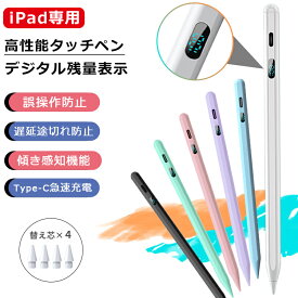 【10%OFFクーポン配布中 デジタル残量表示/傾き感知】タッチペン iPad ペンシル 極細 スタイラスペン iPad Air5 mini6 Air4 mini5 iPad 第10世代 8 7 6 第9世代 10.2 10.9 iPad Pro 11 12.9インチ Type-C急速充電 パームリジェクション 超高感度 途切れ/遅延/ズレ/誤操作防止