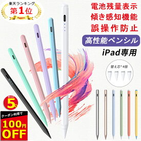 【楽天1位常連 SS限定特価+P5倍 残量表示/傾き感知】タッチペン iPad ペンシル スタイラスペン 極細 Type-C充電 iPad 第10世代 8 7 6 第9世代 iPad Air5 mini6 Air4 mini5 10.2 10.9 iPad Pro 11 12.9 13 インチ パームリジェクション 途切れ/遅延/ズレ/誤操作防止