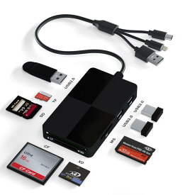 メモリースティックプロデュオアダプタ - 8-in-1 SD/TF//CF/XDカードリーダー, 3 USB ポート搭載ning+USB A+USB C多機能メモリカードリーダー