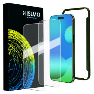 【2枚セット】 HISUMO iPhone 15/16/15Pro ガラスフィルム HDクリア ガイド枠付き 自動吸着 貼りやすい 旭硝子素材 割れない 指紋防止 耐衝撃 指紋防止 飛散防止保護フィルム 保護ガラス 強化ガラス