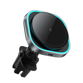 車載ワイヤレス充電器 車載ホルダー15W急速充電 車載Qi スマホホルダー 自動開閉 360度回転 片手操作 エアコン吹き出し口用iPhone15/14/13/12 /11//XS/XR / 8 /シリーズ Android Samsung Galaxy S20 S10/S10+ S9/S9 Plusなど Qi規格または全機種（4.0-7.0インチ）対応