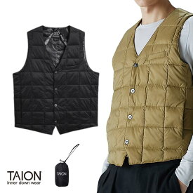【最短 翌日 届】 TAION 体温 003 正規取扱店 ダウン ジレ ベスト メンズ プレゼント ゴルフ に 格好の良い パパ おしゃれ ジジ ラッピング無料 コンパクト 薄手 収納袋 ライトダウン コーデ クリスマス バレンタイン