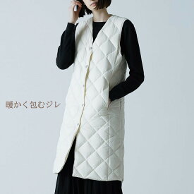 【最短翌日届け】 TAION-003CILONG 体温 タイオン vネック CITY LINE シングル ロングジレ ベスト ダウン ジレ キルティング チュニック 旅行 ワンマイルウェア オフホワイト ホワイト コンパクト 薄手 収納袋 ライトダウン コーデ 正規取扱店