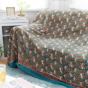 カリーノブロックプリントマルチクロス ターコイズ