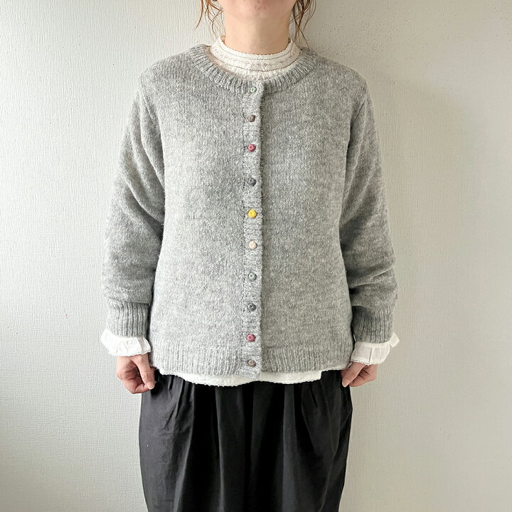 楽天市場】アルパカマルチカラー釦カーディガン グレー【キャトル  